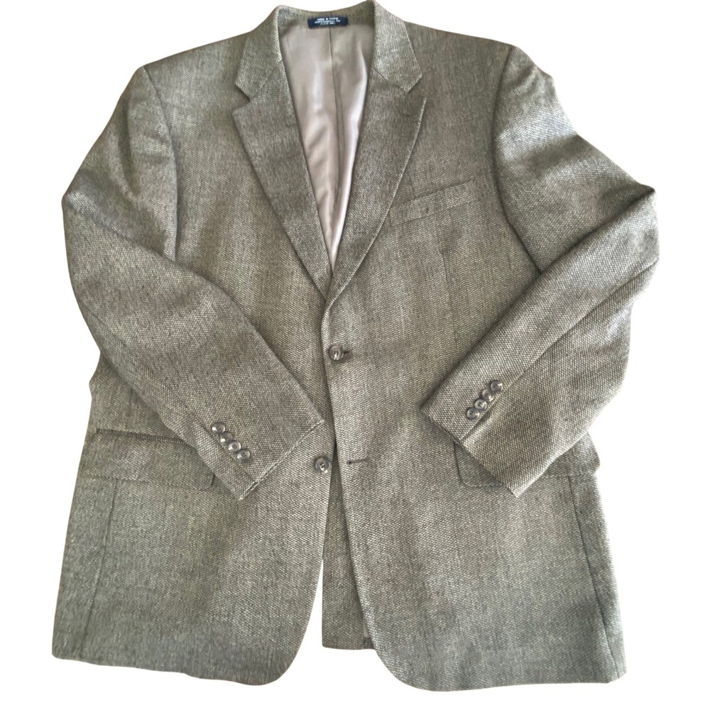 VTG Chaps Ralph Lauren Wool Alpaca Blazer Tan Brown Sport Coat Tweed Mens 48R